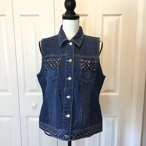 Wear It Womens Blue Western Studded Denim Vest Size 1-(8/10)